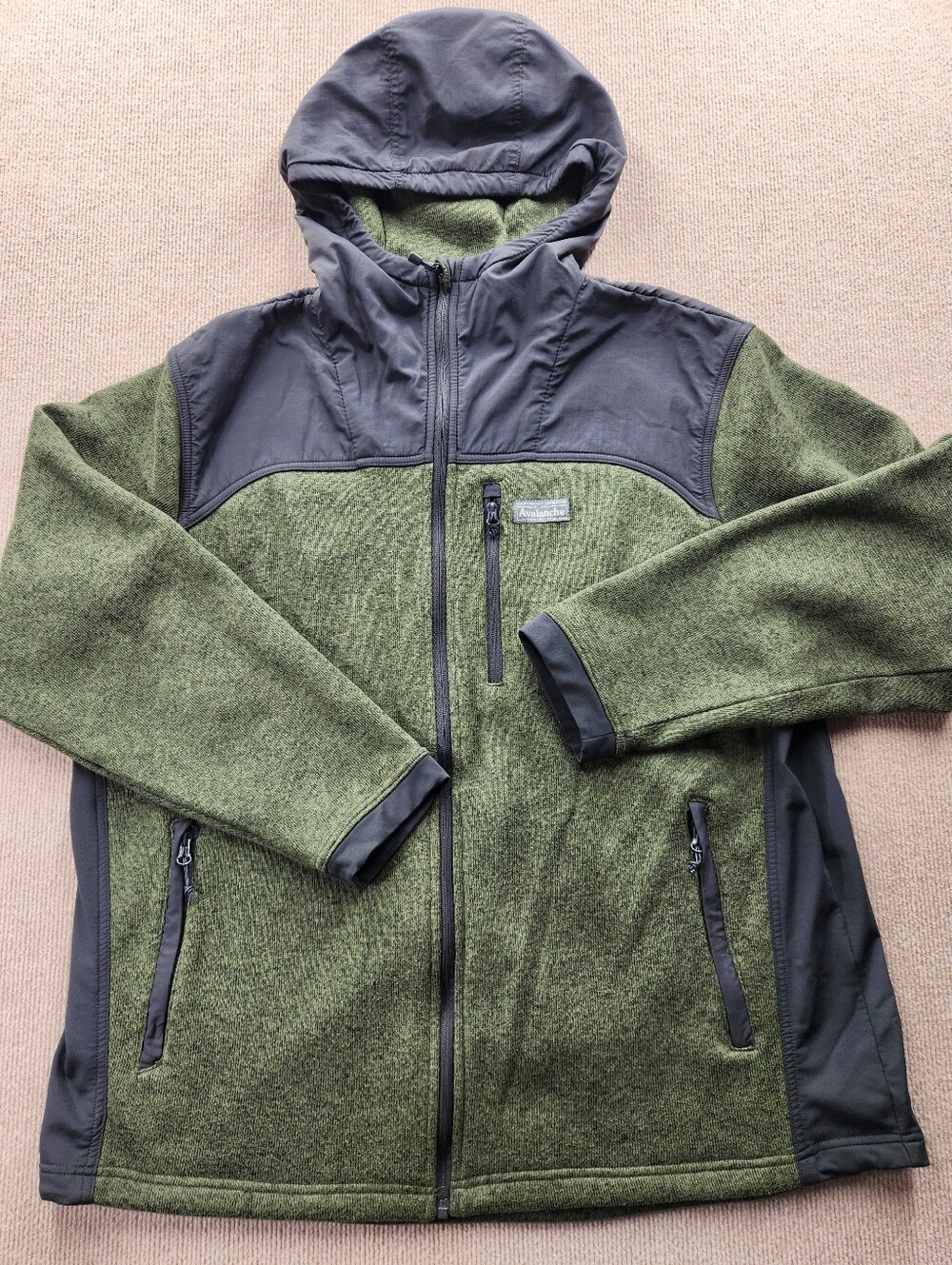 Avalanche Men’s XXL Green/Gray Full Zip Hooded Outdoor Mid-Length Jacket